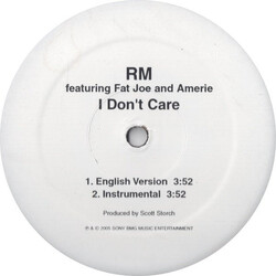 Ricky Martin / Fat Joe / Amerie I Don't Care USED VINYL 12INCH PROMO