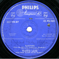 Frankie Laine / Jimmy Carroll And His Orchestra Rawhide USED VINYL 7INCH 45 RPM SINGLE
