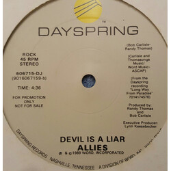 Allies Devil Is A Liar USED VINYL 12INCH PROMO 45 RPM