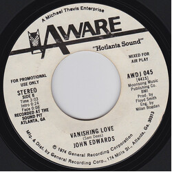 John Edwards (3) Vanishing Love USED VINYL 7INCH SINGLE PROMO