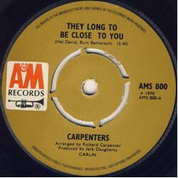 Carpenters They Long To Be Close To You USED VINYL 7INCH 45 RPM SINGLE