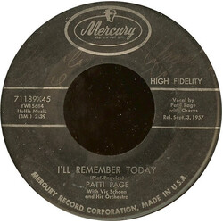 Patti Page / Vic Schoen And His Orchestra I'll Remember Today / My How The Time Goes By USED VINYL 7INCH 45 RPM