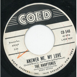 The Harptones Answer Me, My Love / Rain Down Kisses USED VINYL 7INCH 45 RPM SINGLE PROMO