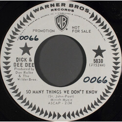 Dick And Dee Dee So Many Things We Don't Know Vinyl 7" USED
