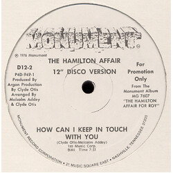 The Hamilton Affair How Can I Keep In Touch With You USED VINYL 12INCH 45 RPM PROMO