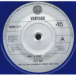 City Boy What A Night Vinyl 7" USED