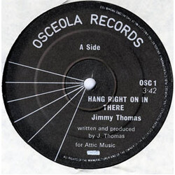 Jimmy Thomas Hang Right On In There USED VINYL 12INCH 45 RPM SINGLE LIMITED EDITION