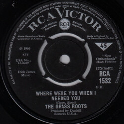 The Grass Roots Where Were You When I Needed You / (These Are) Bad Times USED VINYL 7INCH 45 RPM