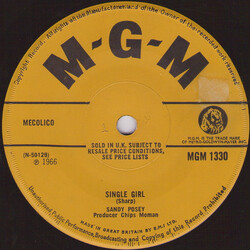 Sandy Posey Single Girl USED VINYL 7INCH 45 RPM SINGLE