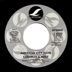 Cashman & West American City Suite USED VINYL 7INCH 45 RPM PROMO REISSUE