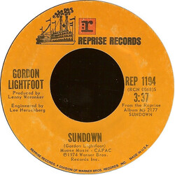 Gordon Lightfoot Sundown USED VINYL 7INCH 45 RPM SINGLE STYRENE