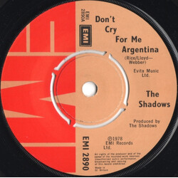 The Shadows Don't Cry For Me Argentina USED VINYL 7INCH 45 RPM