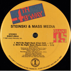 Steinski & Mass Media We'll Be Right Back USED VINYL 12INCH SINGLE 45 RPM
