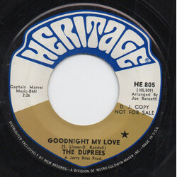The Duprees Goodnight My Love / Ring Of Love USED VINYL 7INCH 45 RPM SINGLE PROMO
