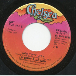 New York City I'm Doin' Fine Now USED VINYL 7INCH 45 RPM SINGLE PROMO STEREO MONO