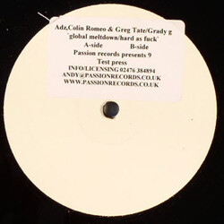Adz / Colin Romeo / Greg Tate / Grady G Global Meltdown / Hard As Fuck USED VINYL 12INCH WHITE LABEL TEST PRESSING