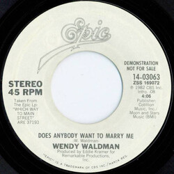 Wendy Waldman Does Anybody Want To Marry Me USED VINYL 7INCH 45 RPM PROMO