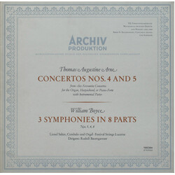 Thomas Arne / William Boyce / Lionel Salter / Festival Strings Lucerne / Rudolf Baumgartner Concertos Nos. 4 And 5 / 3 Symphonies In 8 Parts Vinyl LP 