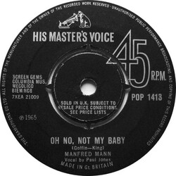 Manfred Mann Oh No, Not My Baby USED VINYL 7INCH 45 RPM SINGLE
