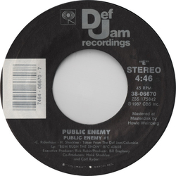 Public Enemy Public Enemy #1 Vinyl 7" USED