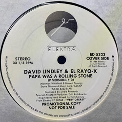 David Lindley And El Rayo-X Never Knew Her / Papa Was A Rolling Stone USED VINYL 12INCH 33 S RPM SINGLE PROMO STEREO