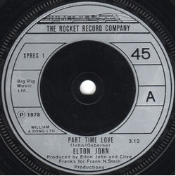 Elton John Part Time Love USED VINYL 7INCH SINGLE 45 RPM