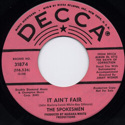 The Spokesmen It Ain't Fair / Have Courage, Be Careful USED VINYL 7INCH 45 RPM PROMO
