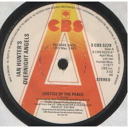 Ian Hunter's Overnight Angels Justice Of The Peace USED VINYL 7INCH 45 RPM SINGLE PROMO