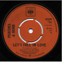 Peaches & Herb Let's Fall In Love / We're In This Thing Together USED VINYL 7INCH 45 RPM