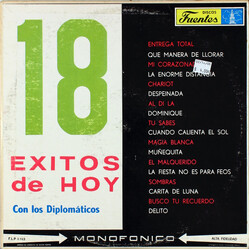 Los Diplomáticos 18 Exitos De Hoy Vinyl LP USED