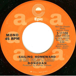 Donovan Sailing Homeward USED VINYL 7INCH 45 RPM SINGLE PROMO