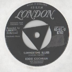 Eddie Cochran Summertime Blues Vinyl 7" USED