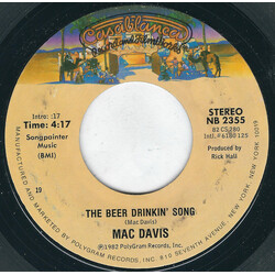 Mac Davis The Beer Drinkin' Song USED VINYL 7INCH 45 RPM STYRENE
