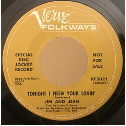 Jim & Jean Flower Lady / Tonight I Need Your Lovin' Vinyl 7" USED