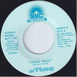 The Platters Think Twice USED VINYL 7INCH 45 RPM SINGLE PROMO STYRENE