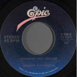 Johnny Paycheck Drinkin' And Drivin' USED VINYL 7INCH 45 RPM SINGLE STYRENE STEREO