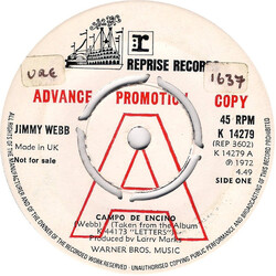 Jimmy Webb Campo De Encino / Once In The Morning USED VINYL 7INCH 45 RPM SINGLE PROMO