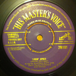 Eartha Kitt / Henri René And His Orchestra Lovin' Spree / Under The Bridges Of Paris USED VINYL 7INCH 45 RPM SINGLE