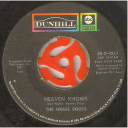 The Grass Roots Heaven Knows / Don't Remind Me USED VINYL 7INCH 45 RPM SINGLE