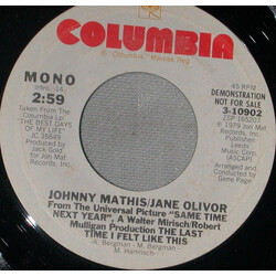 Johnny Mathis / Jane Olivor The Last Time I Felt Like This USED VINYL 7INCH 45 RPM PROMO