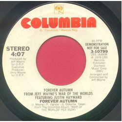 Jeff Wayne Forever Autumn USED VINYL 7INCH 45 RPM SINGLE PROMO