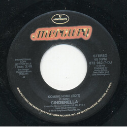 Cinderella (3) Coming Home USED VINYL 7INCH 45 RPM PROMO