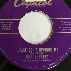 Jean Shepard / Bill Woods' Orchestra Please Don't Divorce Me USED VINYL 7INCH SINGLE