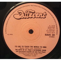 St. Paul's Cathedral Choir I'd Like To Teach The World To Sing USED VINYL 7INCH SINGLE 45 RPM