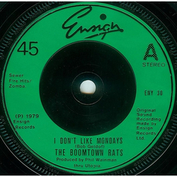 The Boomtown Rats I Don't Like Mondays Vinyl 7" USED