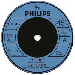 Demis Roussos With You USED VINYL 7INCH 45 RPM SINGLE