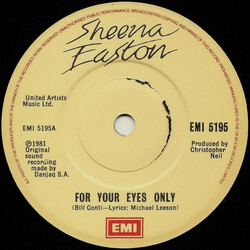 Sheena Easton For Your Eyes Only USED VINYL 7INCH 45 RPM SINGLE
