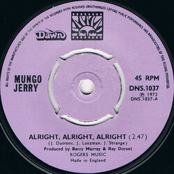 Mungo Jerry Alright, Alright, Alright USED VINYL 7INCH SINGLE 45 RPM