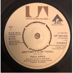 Paul Anka Anytime (I'll Be There) USED VINYL 7INCH 45 RPM SINGLE STEREO