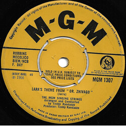 The Mgm Singing Strings Lara's Theme From "Dr. Zhivago"/The Old And The New USED VINYL 7INCH 45 RPM